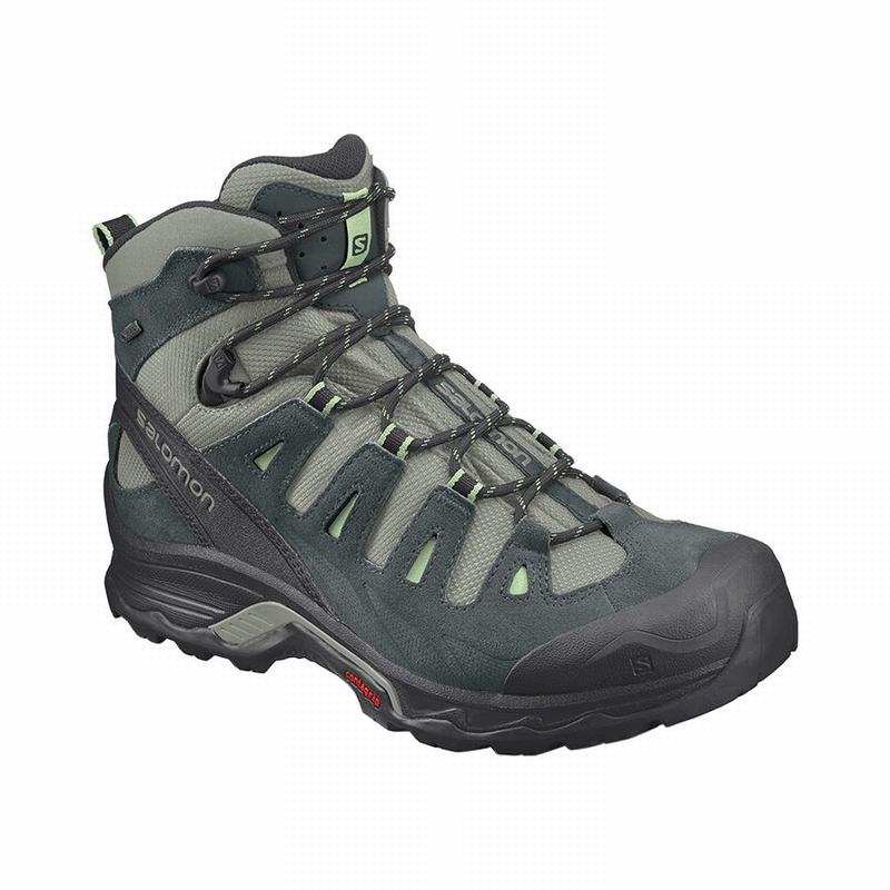 Salomon Israel QUEST PRIME GTX W - Womens Hiking Boots - Grey/Green (XZUW-43281)